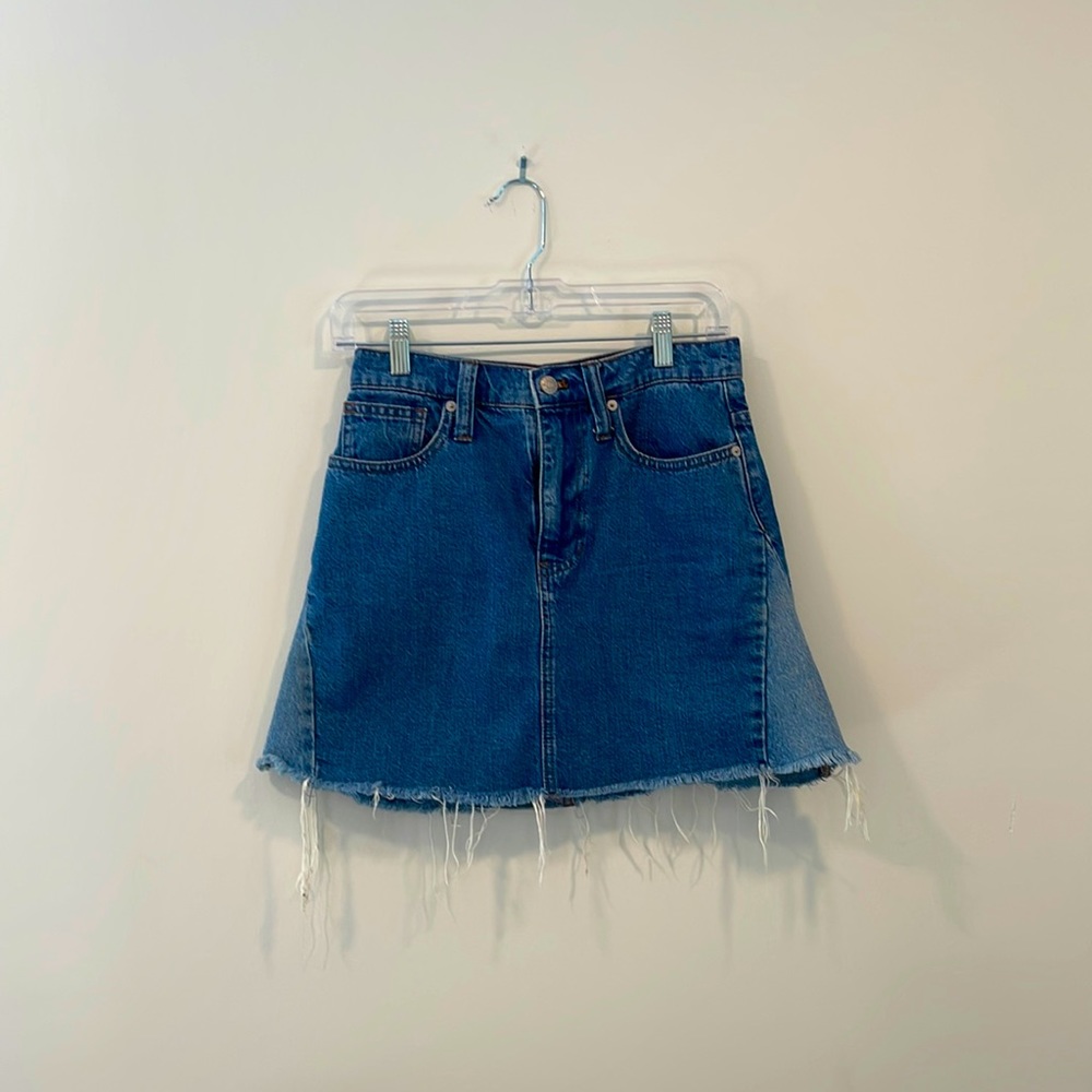 Madewell Denim A-Line Mini Skirt Pieced Edition